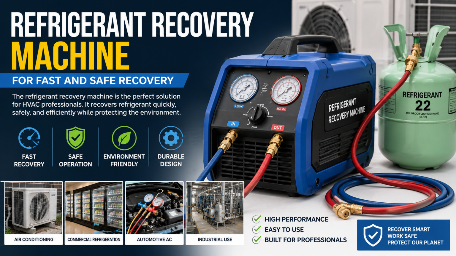 Refrigerant Recovery Machine for Fast and Safe Recovery refrigerant recovery machine